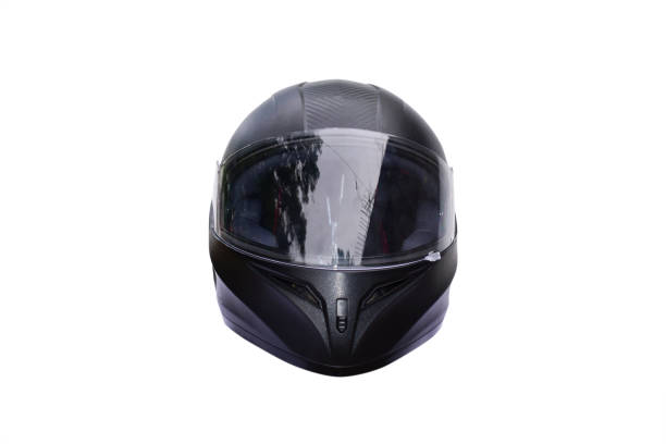 черный мотоциклетный шлем, изолированный на белом фоне - helmet helmet visor protection black стоковые фото и изображения