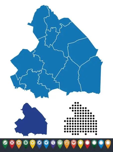 Vector illustration of Set maps of Drenthe province