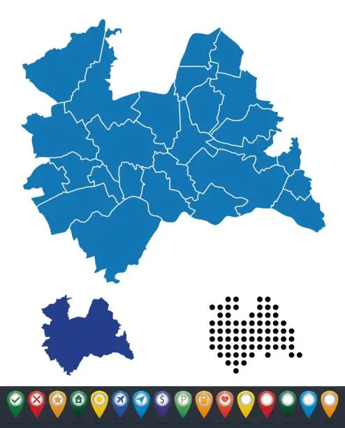Vector illustration of Set maps of Utrecht province