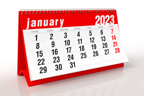 istock January 2023 Calendar. Isolated on White Background. 3D Illustration 1423368932