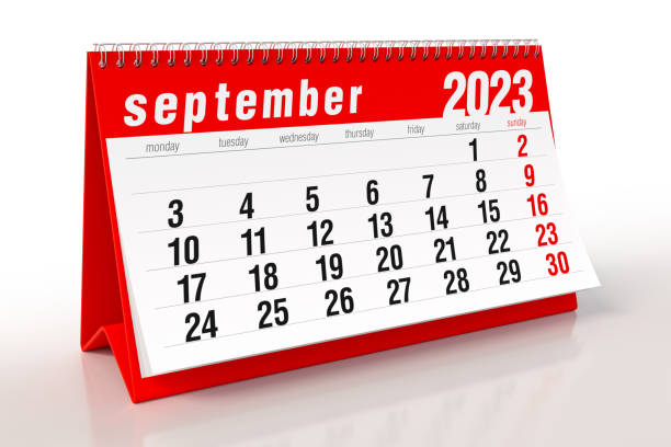 istock September 2023 Calendar. Isolated on White Background. 3D Illustration 1423368945