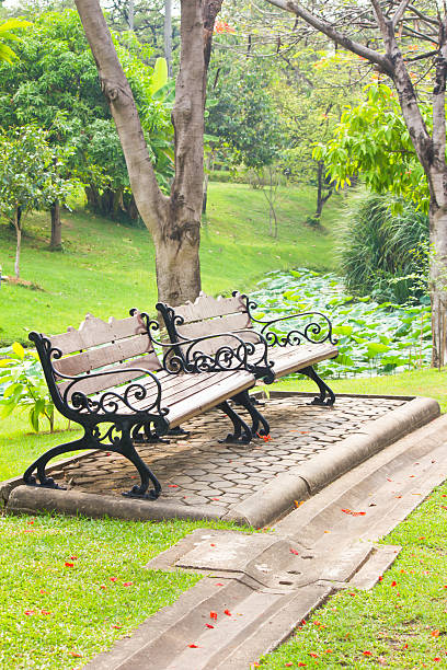 istock Two chairs in public garden 142336964