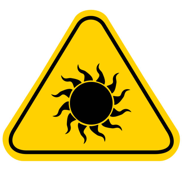 sun danger sign on white background. warning sign for sun. flat style.
