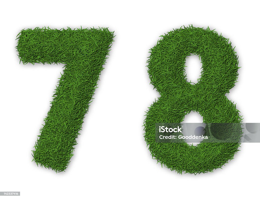 Grassy numbers Illustration of numbers 7 and 8 made of grass Characters Stock Photo