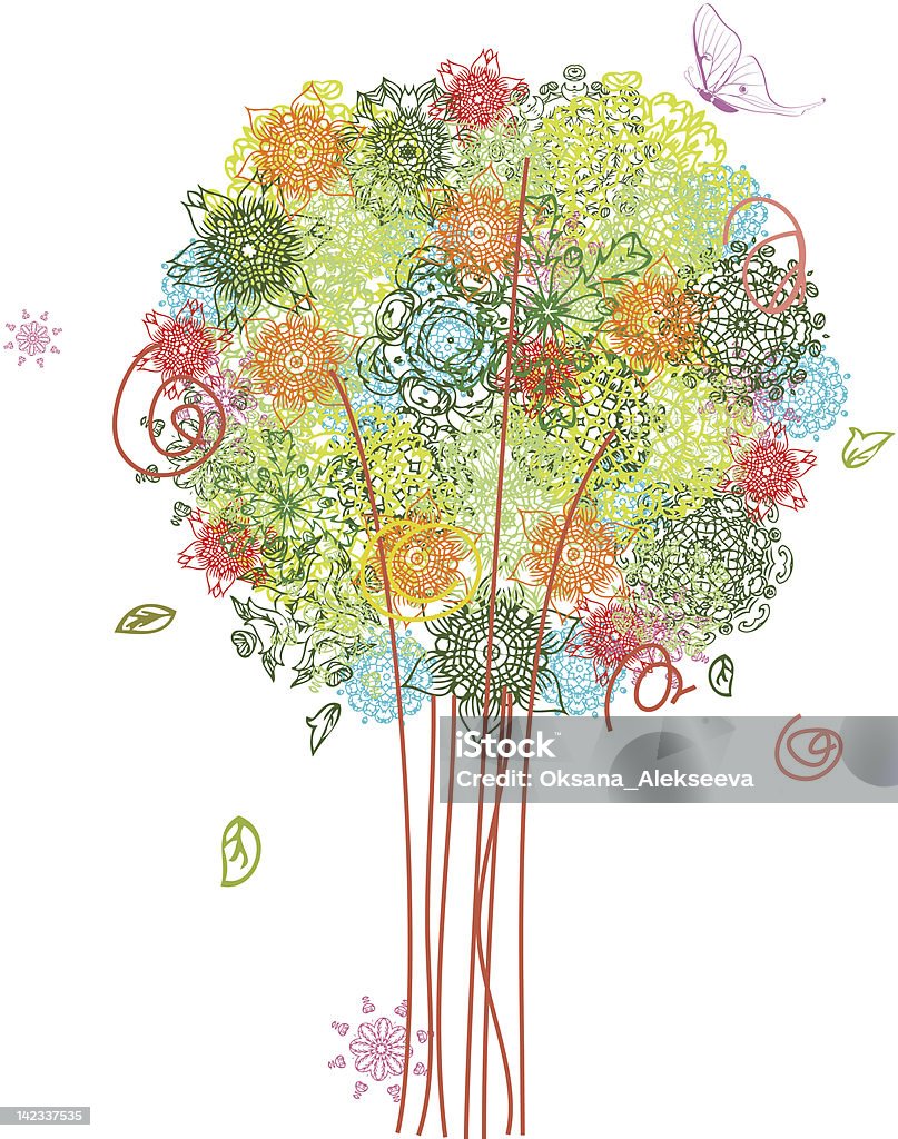 Абстрактное дерево дизайн с arabesques - Векторная графика Абстрактный роялти-фри
