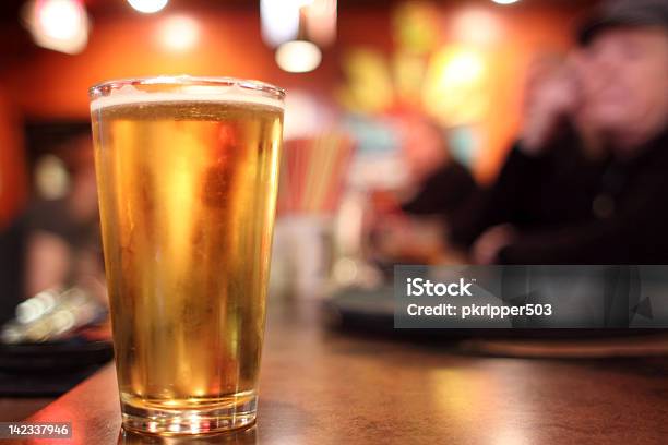 Beer On The Counter Stock Photo - Download Image Now - Beer Glass, Bar - Drink Establishment, Bar Counter