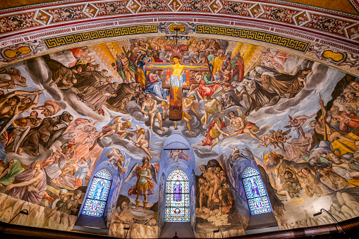 The magnificent frescoed vault of the Basilica Inferiore di San Francesco in the medieval town of Assisi