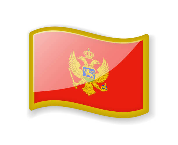 montenegro flag - wavy flag bright glossy icon. - karadağ bayrağı stock illustrations