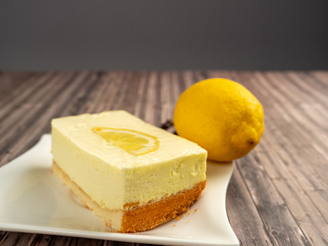 Delicious Lemon Cake. Sweet lemon cake for dessert. Close-up.
