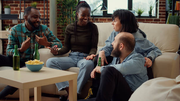 istock Diverse people having fun and talking about memories 1423384583