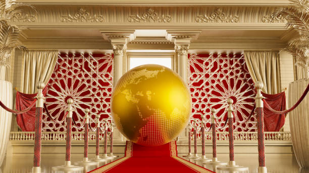 istock red carpet with barrieres leading to a golden globe 1423385059