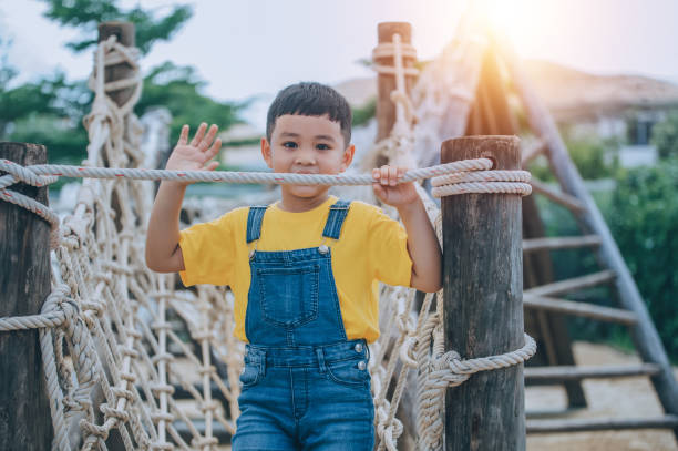 istock Asian boy playing  in playground 1423386510