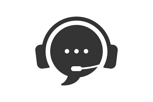 Live chat icon. Online web support system. Consept of live chat, messages of speech bubble with dots and headphones. Flat vector illustration isolated on white background.