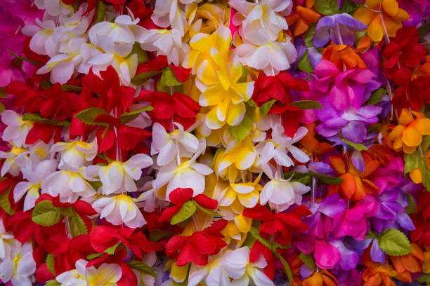 Colorful, artificial leis for sale in Hawaii