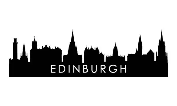 Vector illustration of Edinburgh skyline silhouette. Black Edinburgh city design isolated on white background.