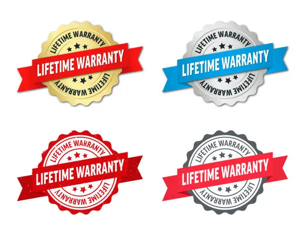 Vector illustration of Lifetime Warranty Set - Stamp, Imprint, Seal Template. Vector Stock Illustration