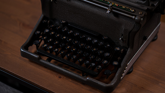 Vintage typewriter keyboard macro view