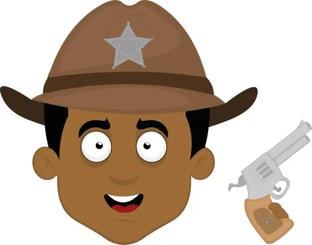 Vector illustration of vector character sheriff cap pistol