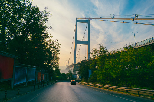 Istanbul Bosphorus bridge morning sunrise.