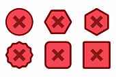istock Wrong marks Icon Set, Cross marks, Rejected, Disapproved, No, False, Not Ok, Wrong Choices, Task Completion, Voting. - vector mark symbols in red. 1423395537
