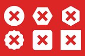 istock Wrong marks Icon Set, Cross marks, Rejected, Disapproved, No, False, Not Ok, Wrong Choices, Task Completion, Voting. - vector mark symbols in red. 1423395639