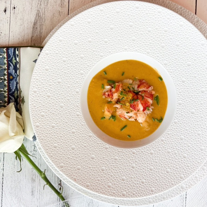 Creamy, lobster bisque with chives