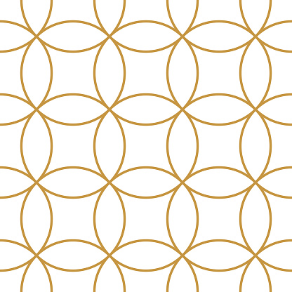 Art deco seamless pattern with golden circles. Round shapes. Vector background for fabric, wrapping or wallpaper.