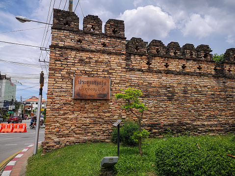 Chiang Mai, Thailand - September 14, 2019: Tha Phae Gate of old city in Chiang Mai, Thailand