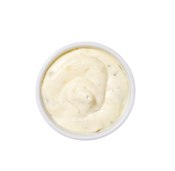 istock Tartar sauce in ceramic bowl isolated on white background.Top vi 1423400748