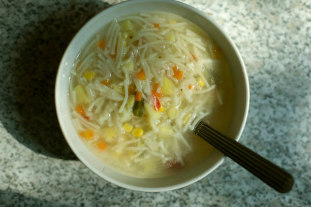 istock Soup on plate. Lunch on table. Healthy food. 1423402020