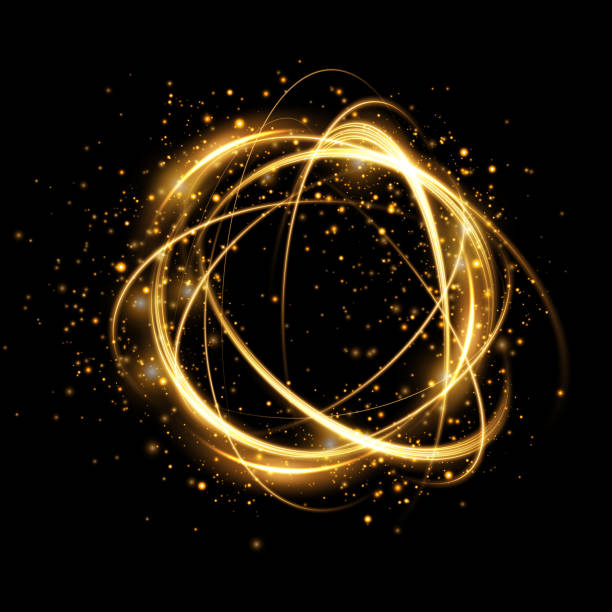 istock Abstract light lines of movement and speed in golden color. Light everyday glowing effect. semicircular wave, light trail curve swirl, optical fiber incandescent design. 1423402426