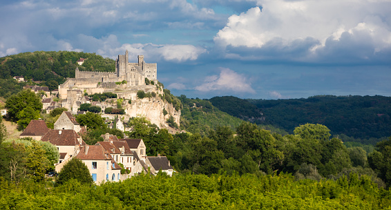 View of the medieval village of Beynac on the banks of the Dordogne river in French Périgord.