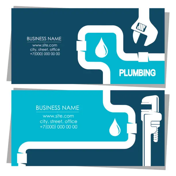 Vector illustration of Business card concept plumbing and plumbing repair