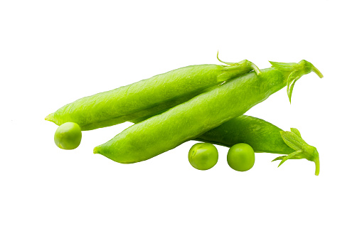 Fresh green peas pod on white background,isolated