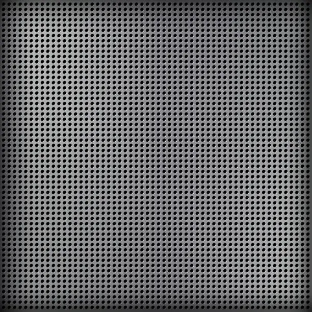 Vector illustration of Abstract gray mesh background over black