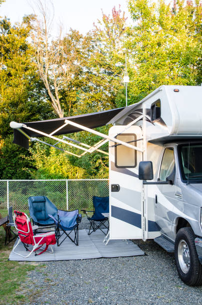 istock Parked motorhome with camping chairs 1423410768