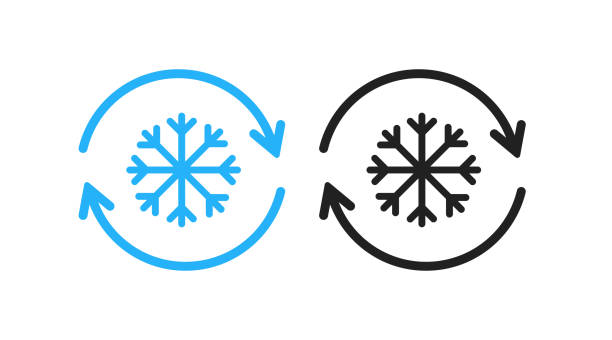 ikona sterowania zamrażarką. automatyczny symbol odszraniania chłodzenia. oznacz samochód lub klimatyzację domową wektor płaski. - refrigeration cycle stock illustrations