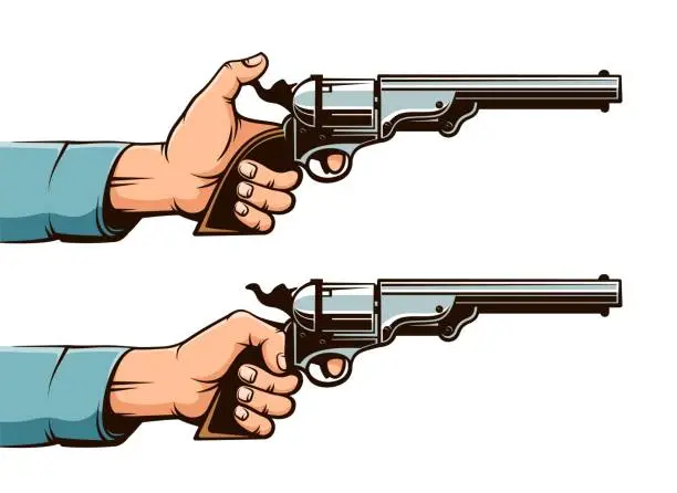 Vector illustration of Pistol in hand