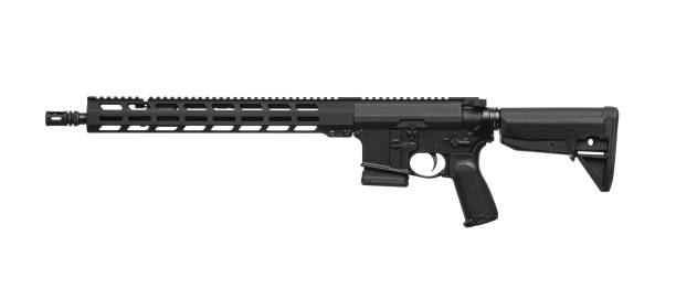 istock Modern automatic rifle isolated on white background. Weapons for police, special forces and the army. Automatic carbine. Assault rifle on white back. 1423416859