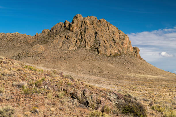Prominent Indian Head Rock Formation near Del Norte Colorado. stock photo