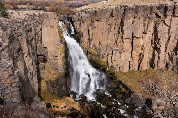 Between Lake City and Creede Colorado is North Clear Creek Falls. stock photo