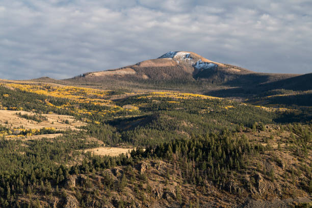 Del Norte Peak is a prominent landmark  near South Fork Colorado. stock photo