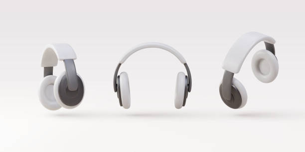 istock 3d set White realistic headphones isolated on white background. Music device technology. Vector illustration. 1423418659