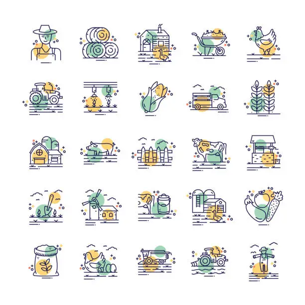 Vector illustration of Farming And Agriculture  line icon concept.