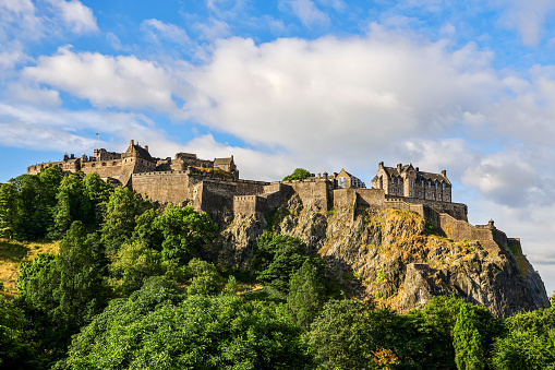 Edinburgh, UK- July 12,2022: The scenic view of Edinburgh Castle, Scotland.