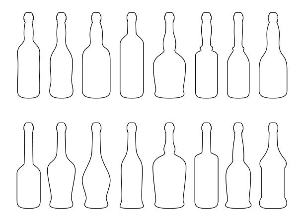 ガラス瓶ベクトルデザインイラストは、白い背景に分離 - silhouette vodka bottle glass点のイラスト素材／クリップアート素材／マンガ素材／アイコン素材