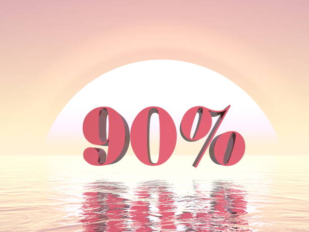 90 percent Off pink sunset over the ocean - 3D render