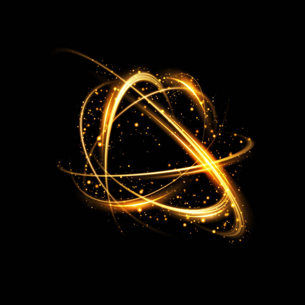 istock Abstract light lines of movement and speed in golden color. Light everyday glowing effect. semicircular wave, light trail curve swirl, optical fiber incandescent design. 1423431656
