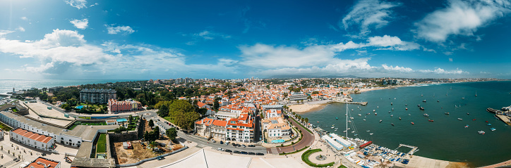 Panoramic aerial view of Cascais in Lisbon region, Portugal