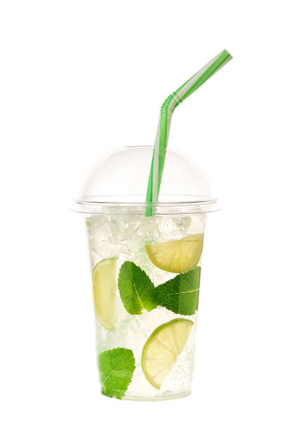 istock mojito cocktail isolated in plastic cup on white background. 1423433766